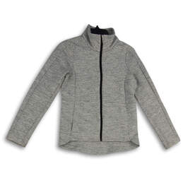 Womens Gray Space Dye Mock Neck Long Sleeve Full-Zip Jacket Size 2