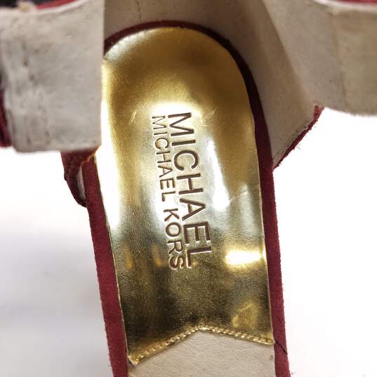 Michael Kors Leather Sierra Platform Heels Maroon 7 image number 7