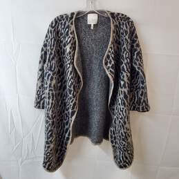 Joie Gray Leopard Print Wool Cardigan Size M
