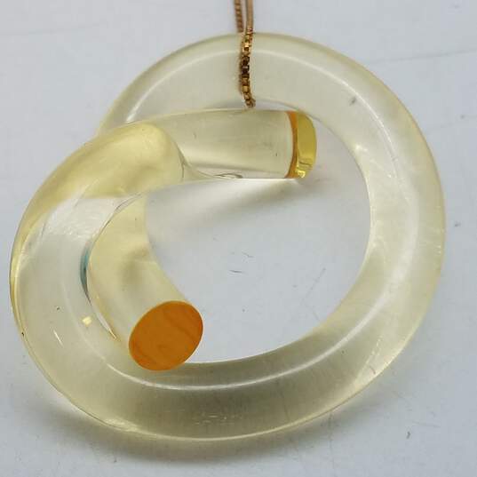 Gold Over Sterling Silver Glass Pendant Necklace Bundle 2pcs 20.0g image number 4