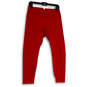 Womens Red Elastic Waist Activewear Pull-On Ankle Leggings Size 12 image number 1