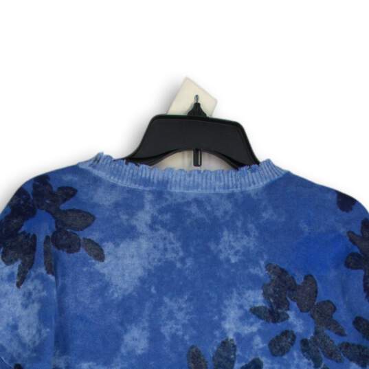NWT Nic+Zoe Womens Blue Floral Horizon Petal Long Sleeve Pullover Sweater Size M image number 4