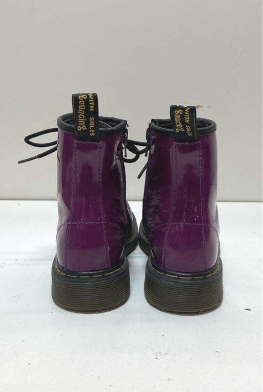 Dr. Martens Delaney Purple Patent Leather Combat Boots Women's Size 5 image number 4