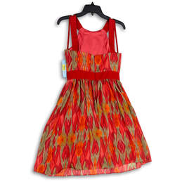 NWT Womens Multicolor Round Neck Sleeveless Back Zip Fit & Flare Dress Sz 2 alternative image