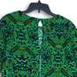 H&M Womens Green Black Batik Print Long Sleeve Back Key Hole Shift Dress Size 10 image number 4