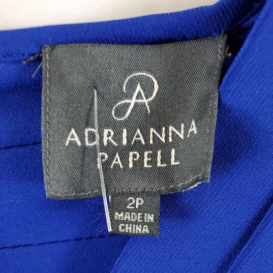 Adrianna Papell Women Royal Blue Pleated Dress Sz 2P image number 3