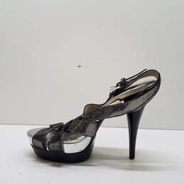 Michael Kors Silver Metallic Leather Strap Sandal Pump Heels Shoes Size 7 M alternative image