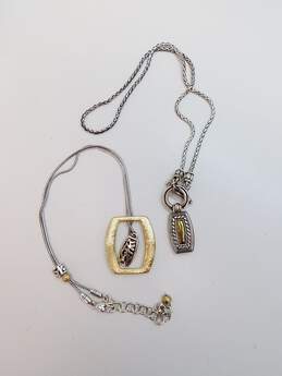 (2) Brighton Silver & Gold Tone Scrolled Pendant Necklaces 57.8g alternative image