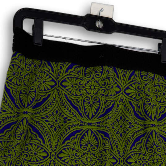 Womens Green Blue Printed Pull-On Knee Length Straight & Pencil Skirt Sz M image number 3