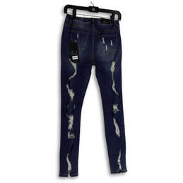 NWT Womens Blue Hi Rise Medium Wash Stretch Pockets Denim Skinny Jeans Sz 1 alternative image