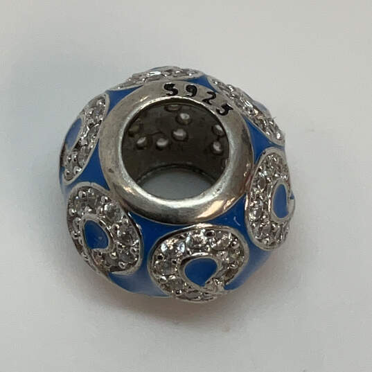Designer Pandora S925 Sterling Silver Blue Ball Shape Classic Beaded Charm image number 4