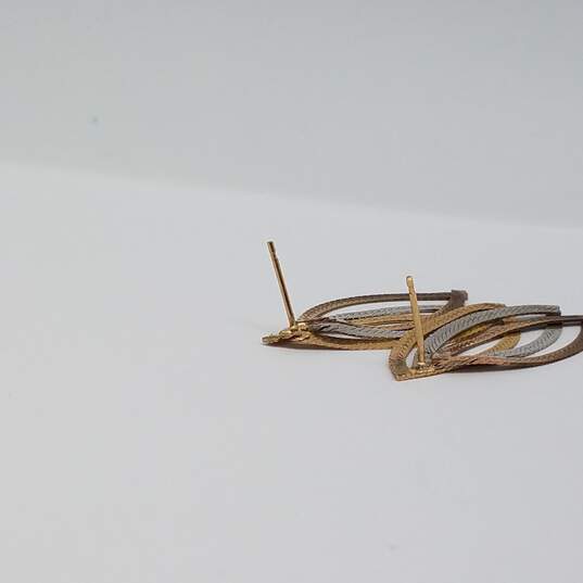 14k Tricolor Gold Marcasite Herringbone Post Earring 2.5g image number 2