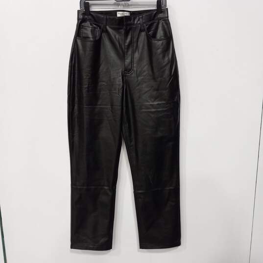 Women's Abercrombie & Fitch Black "Curve Love" Faux Leather Pants Sz 10 NWT image number 1