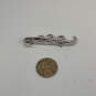 Designer Swarovski Silver-Tone Clear Rhinestone Swirl Curled Brooch Pin image number 3