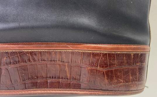 Brighton Croc Leather Bucket Shoulder Bag Black/Brown image number 7