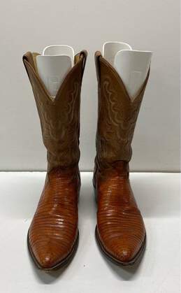 Justin 9087 Teju Lizard Brown Cowboy Western Boots Size 10.5 D alternative image
