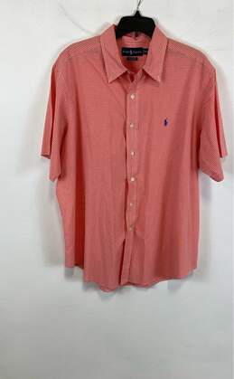 Polo Ralph Lauren Mens Orange Cotton Check Classic Fit Button Down Shirt Size XL