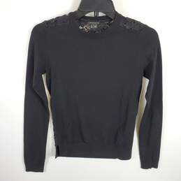 Theory Women Black Lace Long Sleeve Top P/TP
