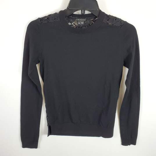 Theory Women Black Lace Long Sleeve Top P/TP image number 1