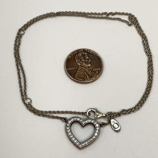 Designer Pandora S925 ALE Sterling Silver CZ Stone Heart Pendant Necklace image number 2