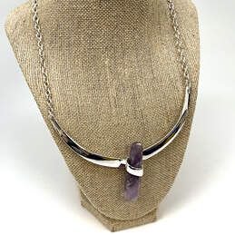 Designer Robert Lee Morris Silver-Tone Purple Stone Collar Necklace