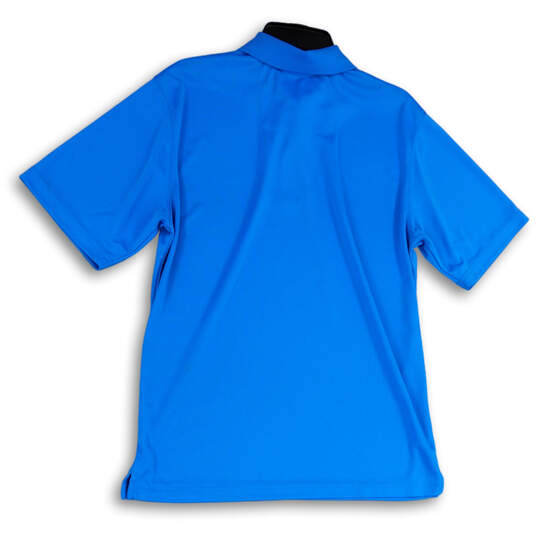Mens Blue Regular Fit Short Sleeve Spread Collar Pullover Polo Shirt Size M image number 2