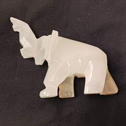 White Onyx Elephant Miniature Figurine