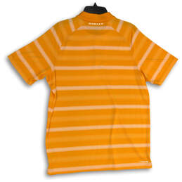 Mens Orange Stripe Spread Collar Short Sleeve Golf Polo Shirt Size Large alternative image