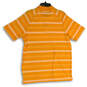 Mens Orange Stripe Spread Collar Short Sleeve Golf Polo Shirt Size Large image number 2
