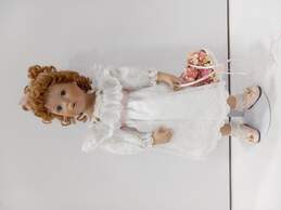 Vintage 10th Anniversary Elizabeth Porcelain Doll with Flower Basket