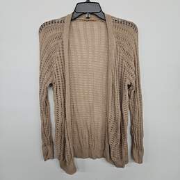 Tan Knit Long Sleeve Open Cardigan