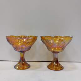 Set of Large Carnival Glass Cups/Serving Pieces