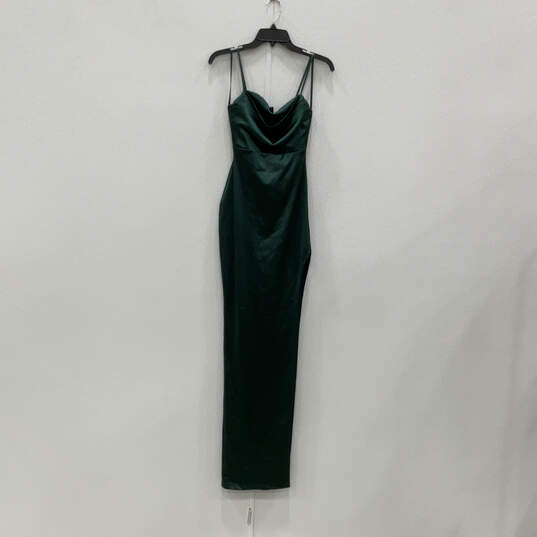 NWT Womens Green Sleeveless Cowl Neck Side Slit Maxi Dress Size Small image number 1