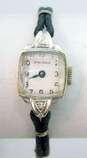 Vintage 14K White Gold Diamond Accent Case Driva Geneve 17 Jewel Mechanical Ladies Watch 10.1g image number 1