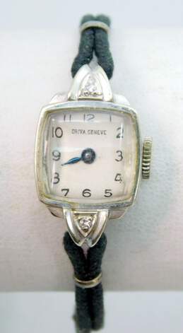 Vintage 14K White Gold Diamond Accent Case Driva Geneve 17 Jewel Mechanical Ladies Watch 10.1g