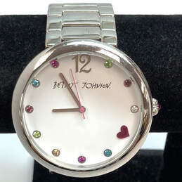 Designer Betsey Johnson BJ00016-01 Silver-Tone Round Dial Analog Wristwatch