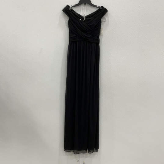 NWT Womens Black Mesh Off The Shoulder Back Zip Long Maxi Dress Size 4 image number 1