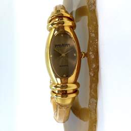 Designer Joan Rivers Gold-Tone Oval Quartz Analog Cuff Wristwatch