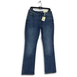 NWT Womens Blue Denim Dark Wash Mid Rise Slim Fit Bootcut Jeans Size 10