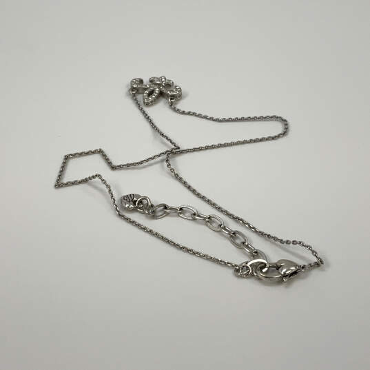 Designer Brighton Silver-Tone Rhinestone Fleur De Lis Pendant Necklace image number 4