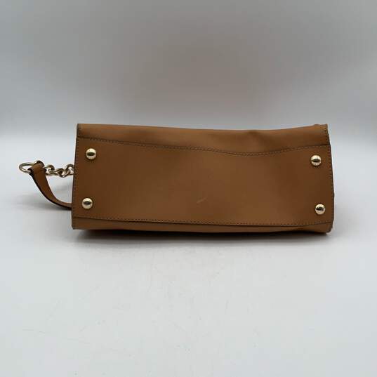 Michael Kors Womens Hamilton Brown Leather Bag Charm Satchel Bag Purse image number 4