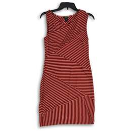 Ann Taylor Womens Red White Striped Surplice Neck Sleeveless Sheath Dress Sz XSP