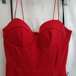 B Darlin Juniors' High-Slit Boned-Bodice Red Evening Gown 5/6 P Glam Dress alternative image