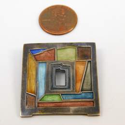 Carly Wright 925 Sterling Silver Modernist Enamel Brooch Pin 14.2g alternative image