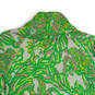 Womens Green Pink Printed Half Zip Skipper Popover Blouse Top Size Small image number 4