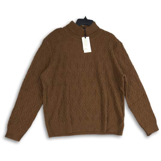 NWT Womens Brown Knitted Long Sleeve Turtleneck Pullover Sweater Size 2XL image number 1