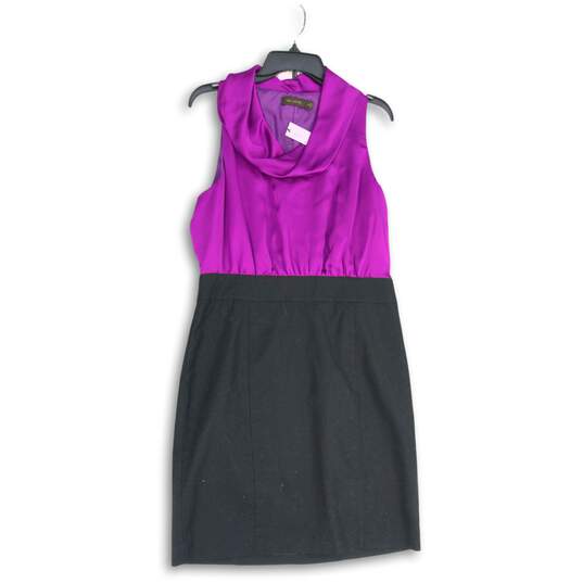NWT The Limited Womens Purple Black Cowl Neck Sleeveless Sheath Dress Size 12 image number 1