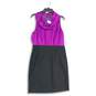 NWT The Limited Womens Purple Black Cowl Neck Sleeveless Sheath Dress Size 12 image number 1