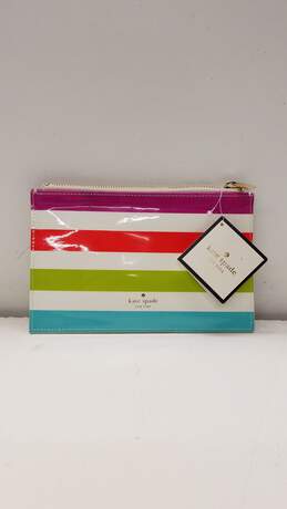 Kate Spade Candy Stripe Pencil Pouch Clutch Zip Bag
