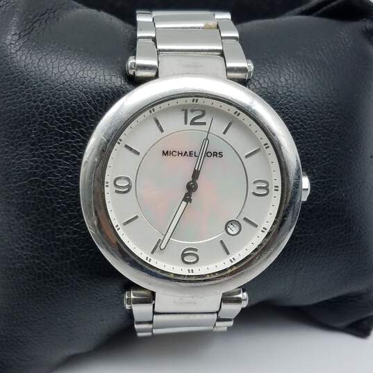 Michael Kors Cartier style, MOP Dial Stainless Steel Watch image number 4